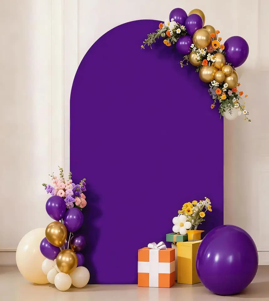 7.2 FT Purple Arch Backdrop Cover Spandex Fitted Chiara Wedding Arch Backdrop Stand Covers for Party Birthday Bridal Shower Engagement Photo Studio Backgrounds Decorations