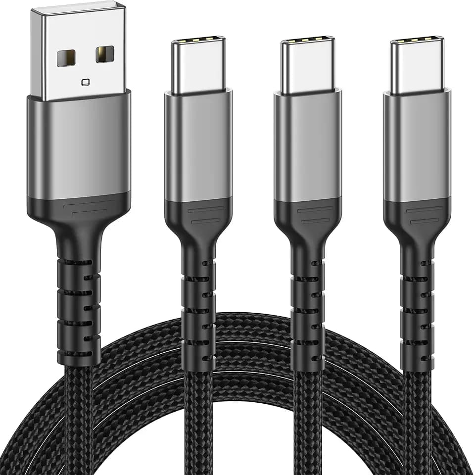 3ft USB C Charger Cord 3 Pack, Braided USB A to USB Type C Cable Fast Charging 3A Compatible with iPhone 15 Pro/Max Samsung Galaxy S22 Ultra Google Pixel 8 Pro
