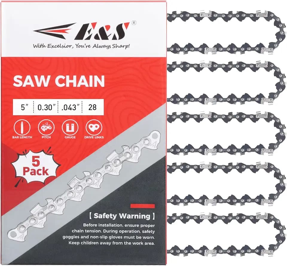 5 Pack 5 Inch Chainsaw Chain 0.30" Pitch .043" Gauge 28 Drive Links
