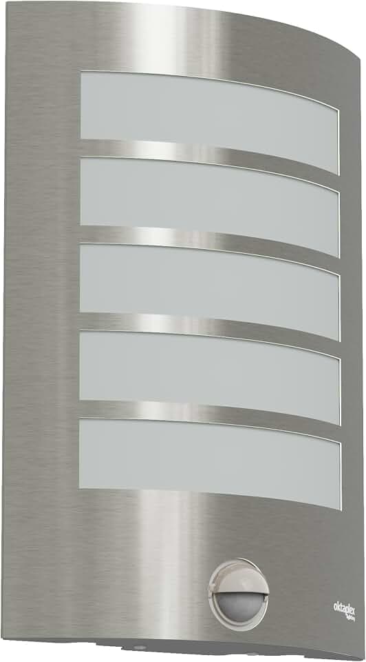 Oktaplex Alto Edelstahl Außenleuchte mit Bewegungsmelder IP44 Silber 230V