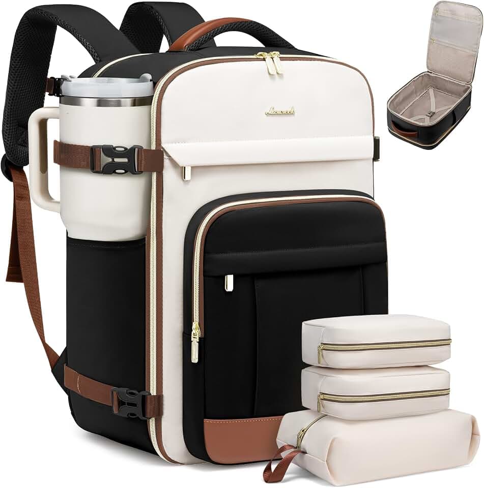 LOVEVOOK 40L Travel Backpack for Women & Men - 17.3 Inch Carry On Backpack & Personal Item Backpack for Airlines, Spacious and Durable Design, with 3 Packing Cubes