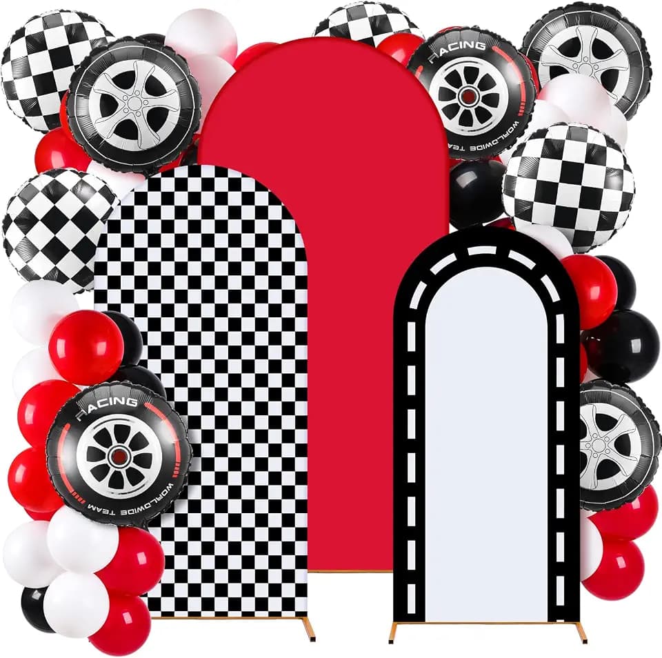 Foilswirl 34 Pcs Race Car Party Decoration 4ft 5ft 6ft Race Backdrop Cover