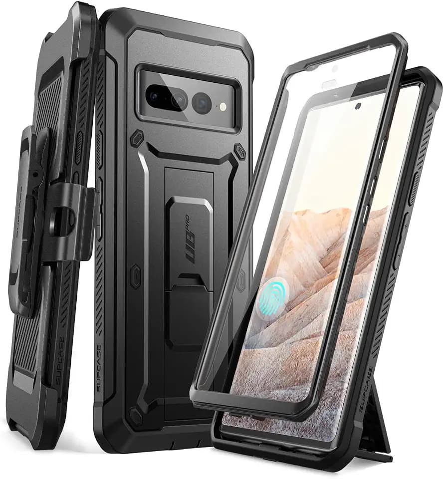 SUPCASE for Google Pixel 7 Pro 2022 Case with Screen Protector &Stand,Black