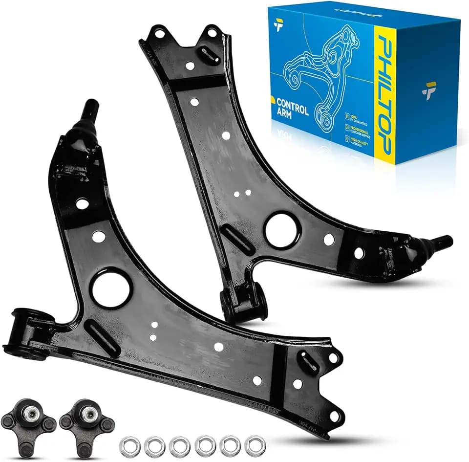 PHILTOP 4Pcs Front Lower Control Arms Fit for 2005-2014 Jetta, 2010-2014 Golf, 2006-2014 GTI, 2007-2016 Eos, 2006-2009 Rabbit, 2006-2013 A3, 2007-2013 A3 Quattro Suspension Kit, K620143 K620141