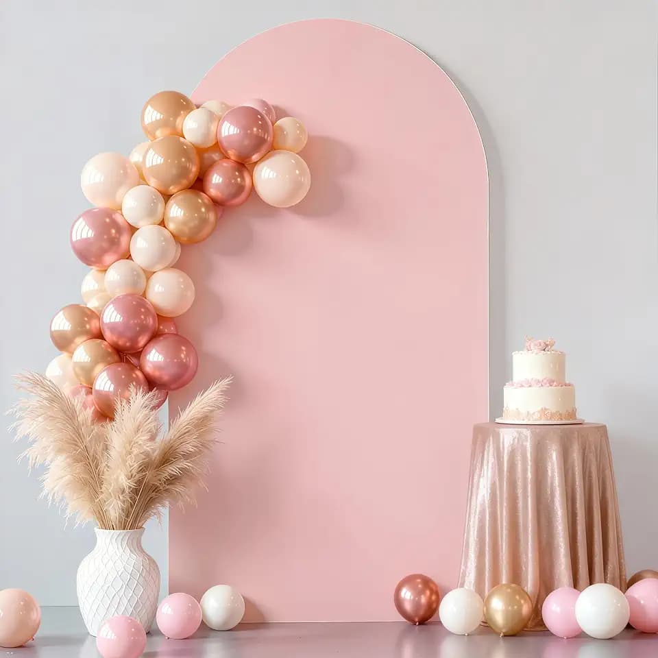 6FT Dusty Rose Arch Cover - Polyester Fitted Wedding Arch Stand Covers Round Top Chiara Arch Backdrop Cover for Birthday Party Banquet Photo Background Decoration