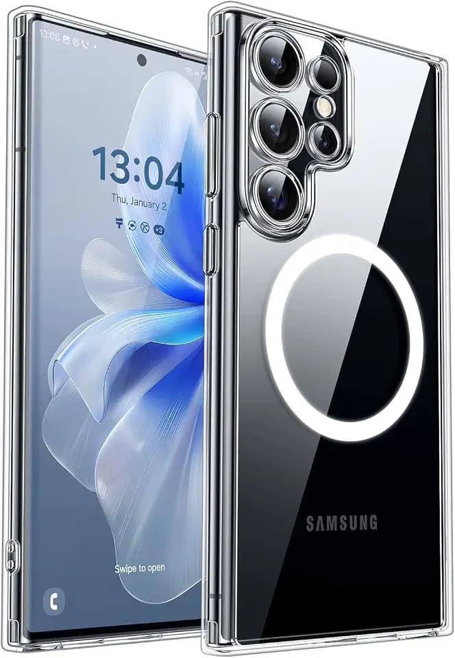 CANSHN Magnetic Shockproof for Samsung Galaxy S22 Ultra Case Clear