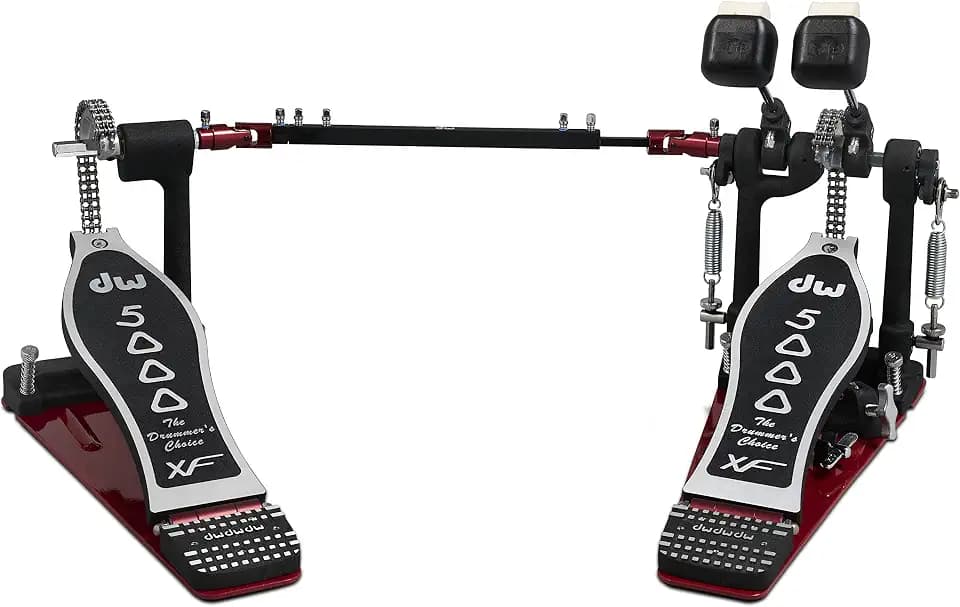 DW 5000 Series XF Extended Footboard Accelerator Double w/Bag Bass Drum Pedal (DWCP5002AD4XF),Red/Black