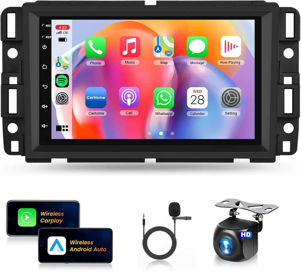 Car Radio for Chevrolet Chevy Silverado Impala Tahoe GMC Sierra Yukon [2+64G],Android Wireless CarPlay Android Auto BT GPS Touch Screen,8” IPS Screen Backup Camera for Chevy Silverado 07-14 Car Stereo