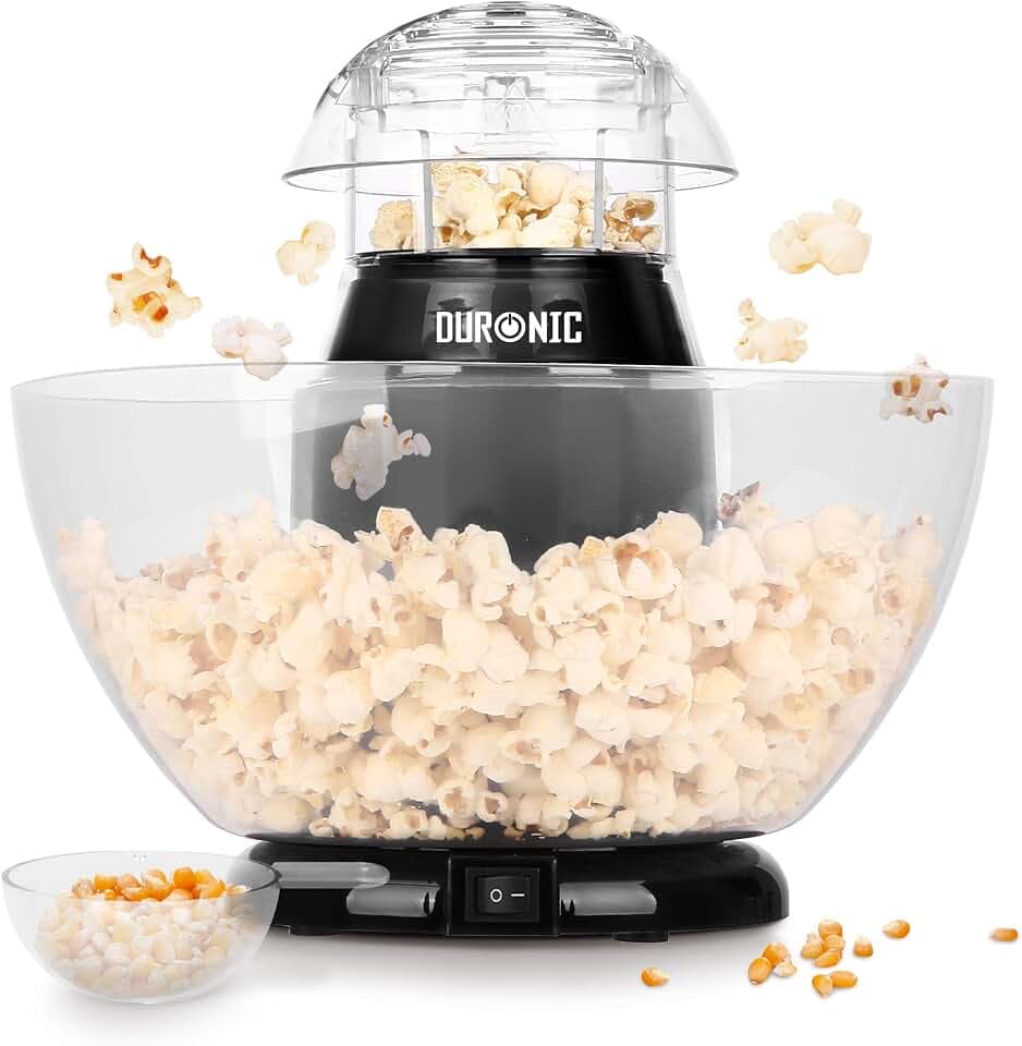 Duronic POP50 BK Popcornmaschine, Heißluft ohne Fett & Öl, 1200 Watt