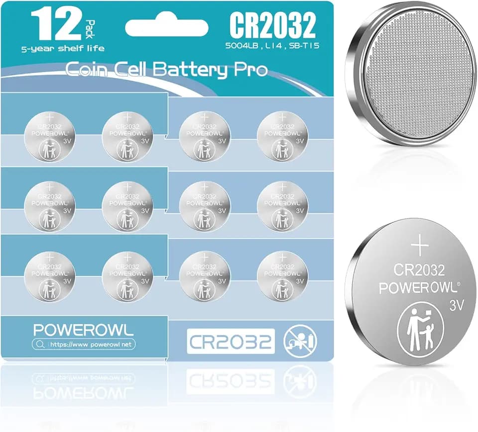 POWEROWL CR2032 Knopfzellen 3V Lithium Knopfzelle CR 2032 Batterien 12 Stück