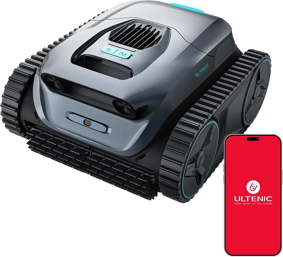 Ultenic (2026 Neu) P30 Poolroboter Wand und Boden, Wasserlinienreinigung, 180μm Ultrafeinfilterkorb, 180 Min Laufzeit, App-Steuerung & OTA-Updates Poolroboter Akku für Verschiedene Pooltypen
