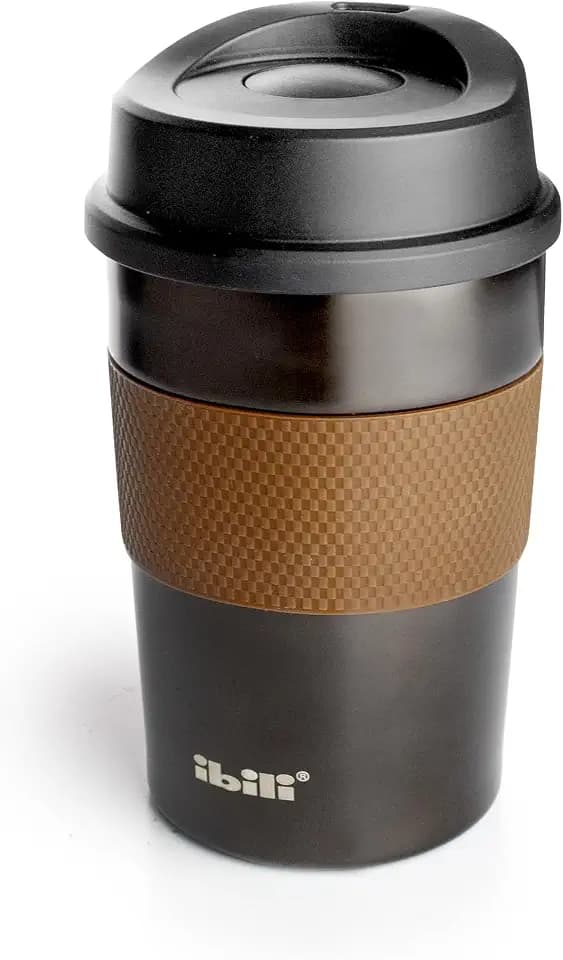 IBILI - Doppelwandiger Luxus-Kaffeebecher, 360 ml, Edelstahl, luftdicht, Braun