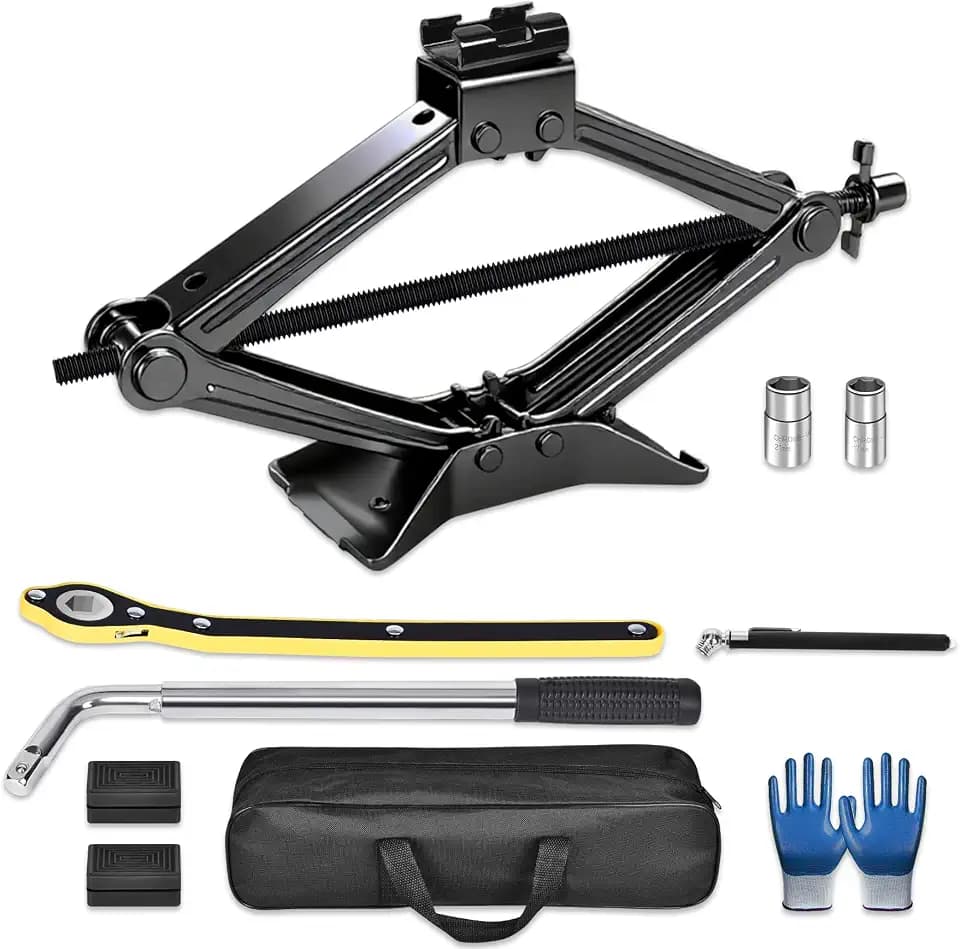 SPECILITE 3T Scissor Jack Car Tire Changing Emergency Kit, Black