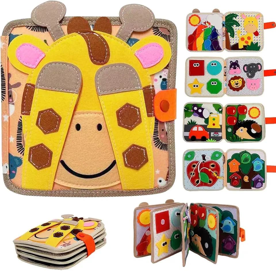 Quiet Book ab 1 Jahre, Spielzeug Busy Board Weicher Filz, Babybücher aus Weichem Stoff, für Früherziehung und Reise, Vorschule Lernaktivitäten Geburtstagsgeschenk