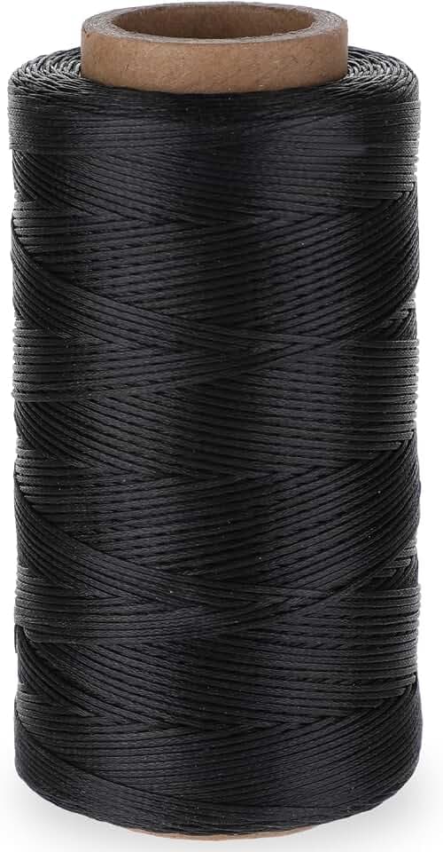 Flacher Wachsschnur 0,8mm x 260m Wachs Faden Nähgarn Gewachster Faden Leder Nähen Faden Polyester Nähen Ledergarn für Handwerk, Reparatur, Buchbinden, Schmuck, Häkeln (Schwarz)