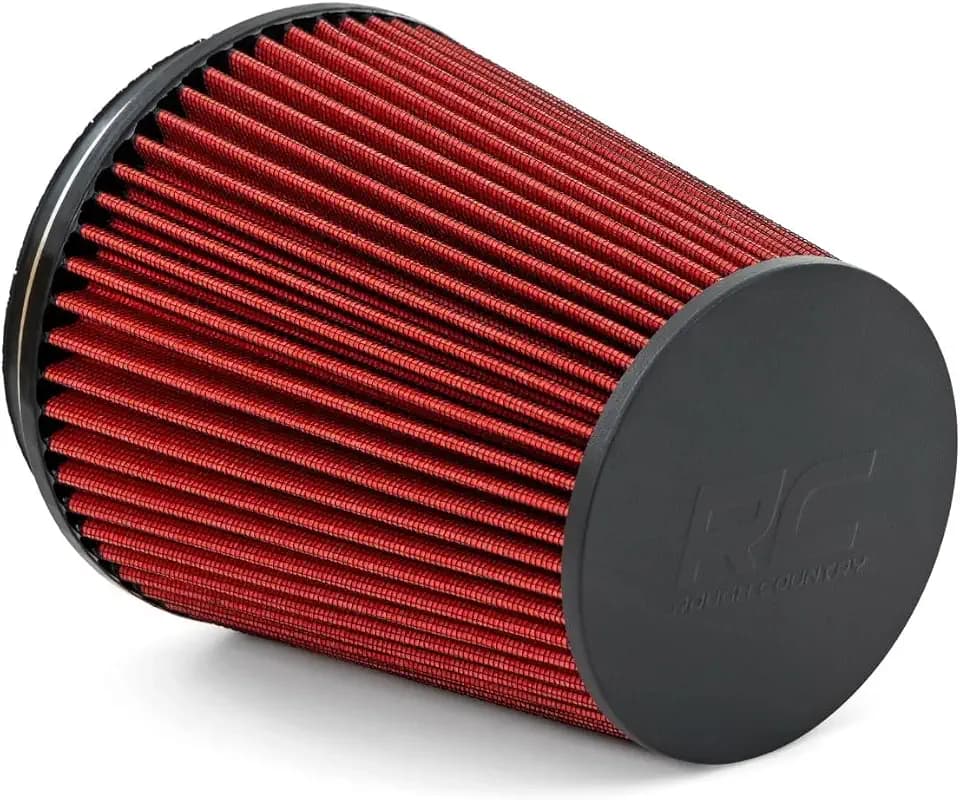 Rough Country Cold Air Intake Replacement Filter, Premium Washable Clamp-On Air Filter - 5-7/8" Inlet, 8-3/8" Tapered Length