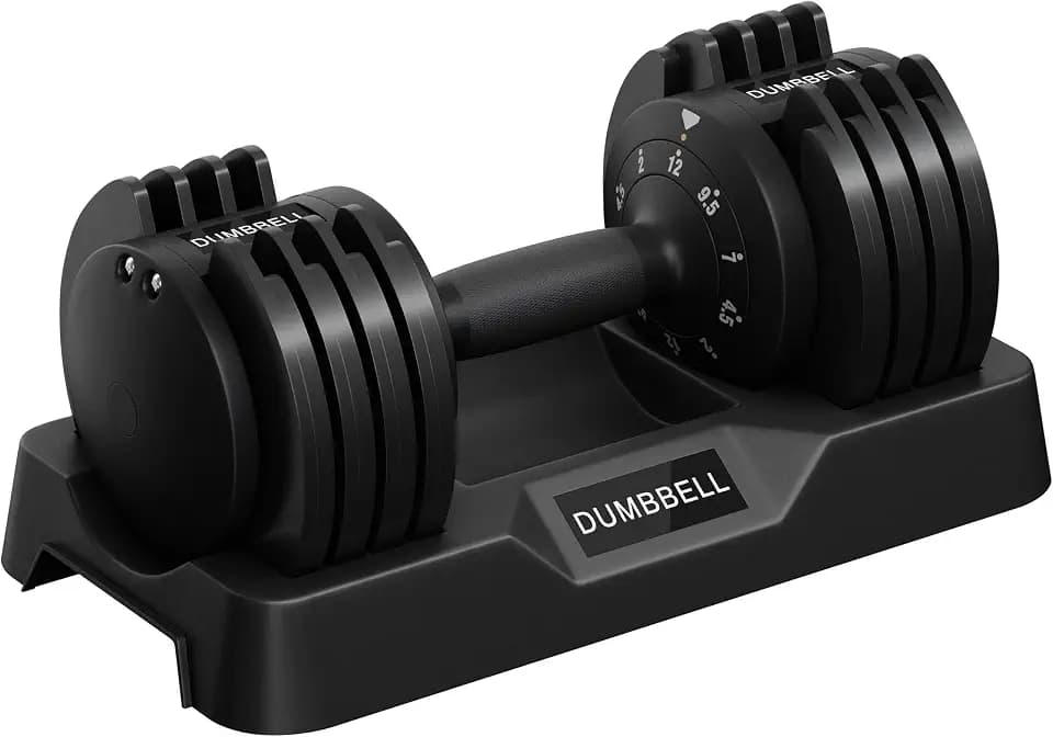 Yaheetech Verstellbare Hantel, 15 Stufen aus Stahl, 2,5 – 24 kg, sofortige Anpassung, Doppelverriegelungssystem, rutschfest, für Fitnessstudio, Zuhause, Büro