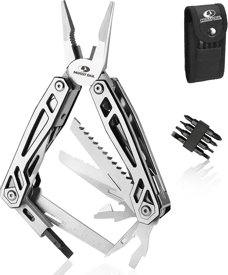 Mossy Oak Multifunktionszange | Faltbares Multi-Tool mit tragbarer Tasche, für Camping, Wandern und Reparaturen, vielseitiges Werkzeug für Outdoor-Einsatz