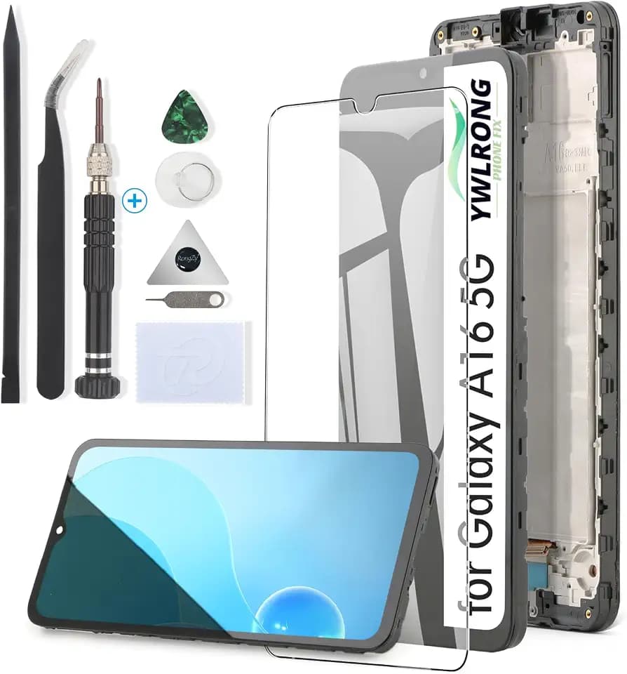 for Samsung Galaxy A16 5G Screen Replacement for Samsung A16 5G SM-A166U SM-A166B SM-A166P SM-A166E Display Touch Screen Digitizer Assembly Replacement with Tools（with Frame）