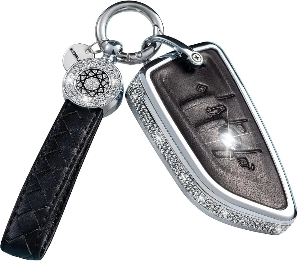 for BMW Key Fob Cover Case Keychain, Genuine Leather Shell Cover Compatible with BMW 2 5 6 7 X1 X2 X3 X5 X6 Series (version A, Black)