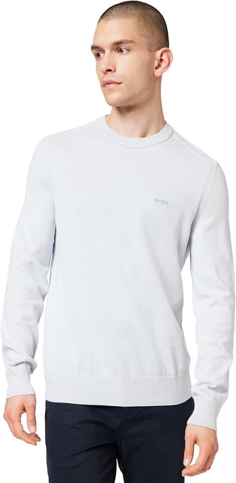 BOSS Herren Asac C Pullover aus gestrickter Baumwolle mit Logo-Stickerei