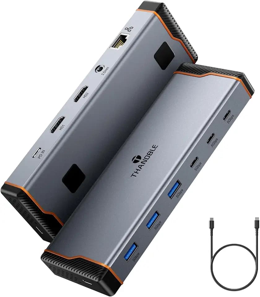 12 in 1 Docking Station Dual Monitor,USB C Docking Station with 2 HDMI 4K60Hz, 6 USB A/C 3.0, 100W PD, 1000Mbps Ethernet, 3.5MM Audio, USBC Hub Multiple Adapter for MacBook, Dell, HP and More