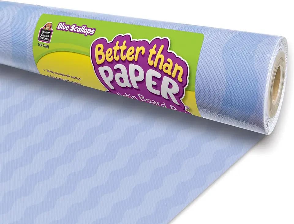Teacher Created Resources Blue Scallops Better Than Paper Bulletin Board Roll (TCR77621)