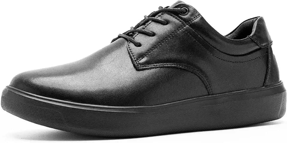 OrthoComfoot Men's Orthopedic Business Leather Dress Shoes - Wide Arch Support Plantar Fasciitis Orthotics Oxford - Cap Toe Comfort Patent Tuxedo Sneakers for Foot and Heel Pain Relief