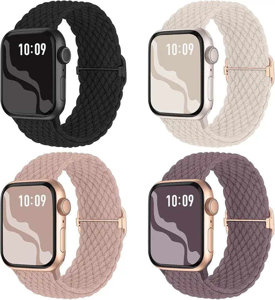 4 Pack Braided Stretchy Band Compatible with Apple Watch Bands Women Men