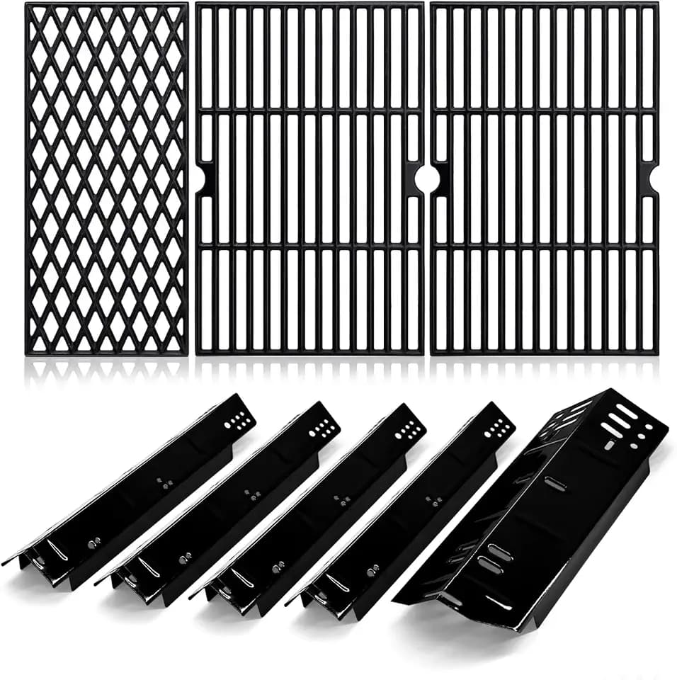 Criditpid DGH474CRP Replacement Parts for Dyna Glo 5 Burner DGH474CRP, DGH485CRP, DGH483CRP, DGH474CRP-D, 70-01-911 Grill Grates and Heat Plates Shield 70-02-411, 70-02-412 for Dyna-glo Grill Parts.