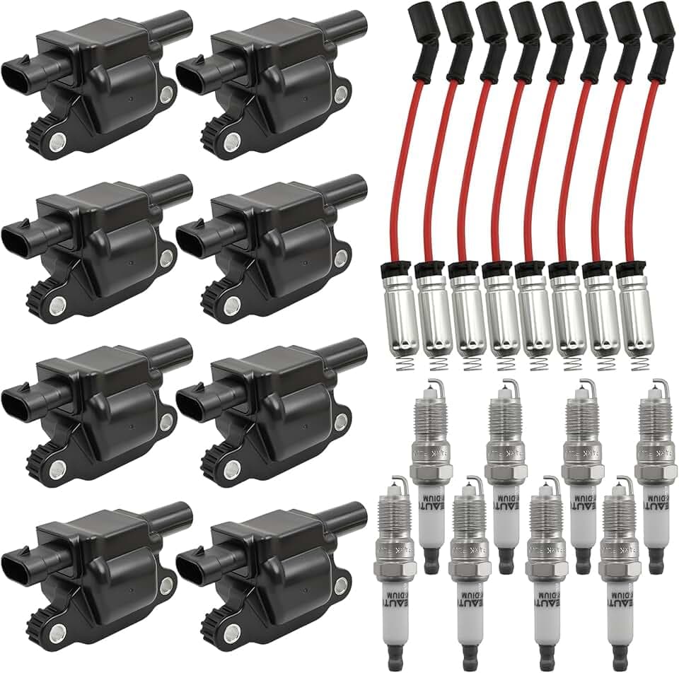 UF413 Ignition Coil Pack and Iridium Spark Plugs and Wires Set of 8 Fit For Chevrolet 2005-2019&GMC 2005-2018&Cadillac 2007-2016&Pontiac Saab 2005-2009&Isuzu 2007 2008 4.8L 5.3L 6.0L 6.2L 7.0L V8