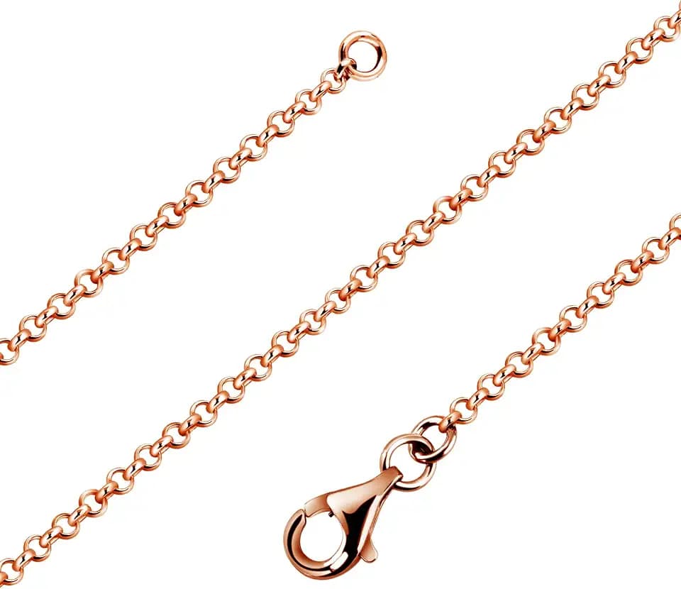 Rosegold Erbskette 925 Silber Kette Damen Halskette 1,7 mm 11-4