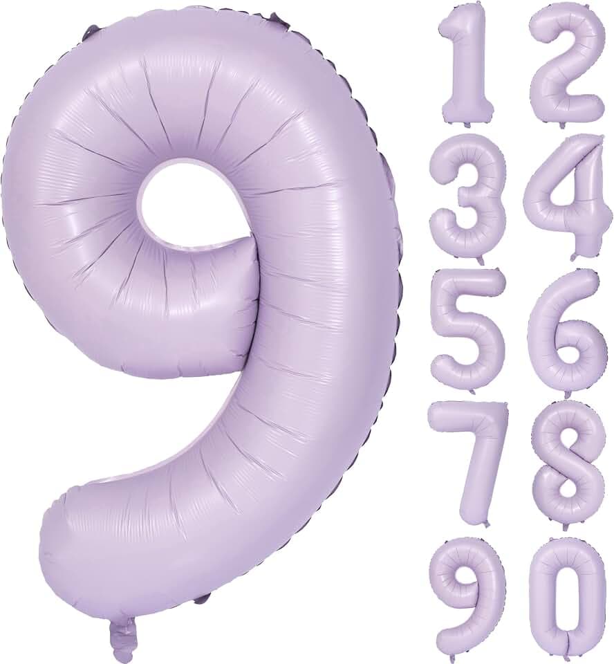 40 In Matte Purple Number Balloons Helium Foil Mylar Balloon Digital 9