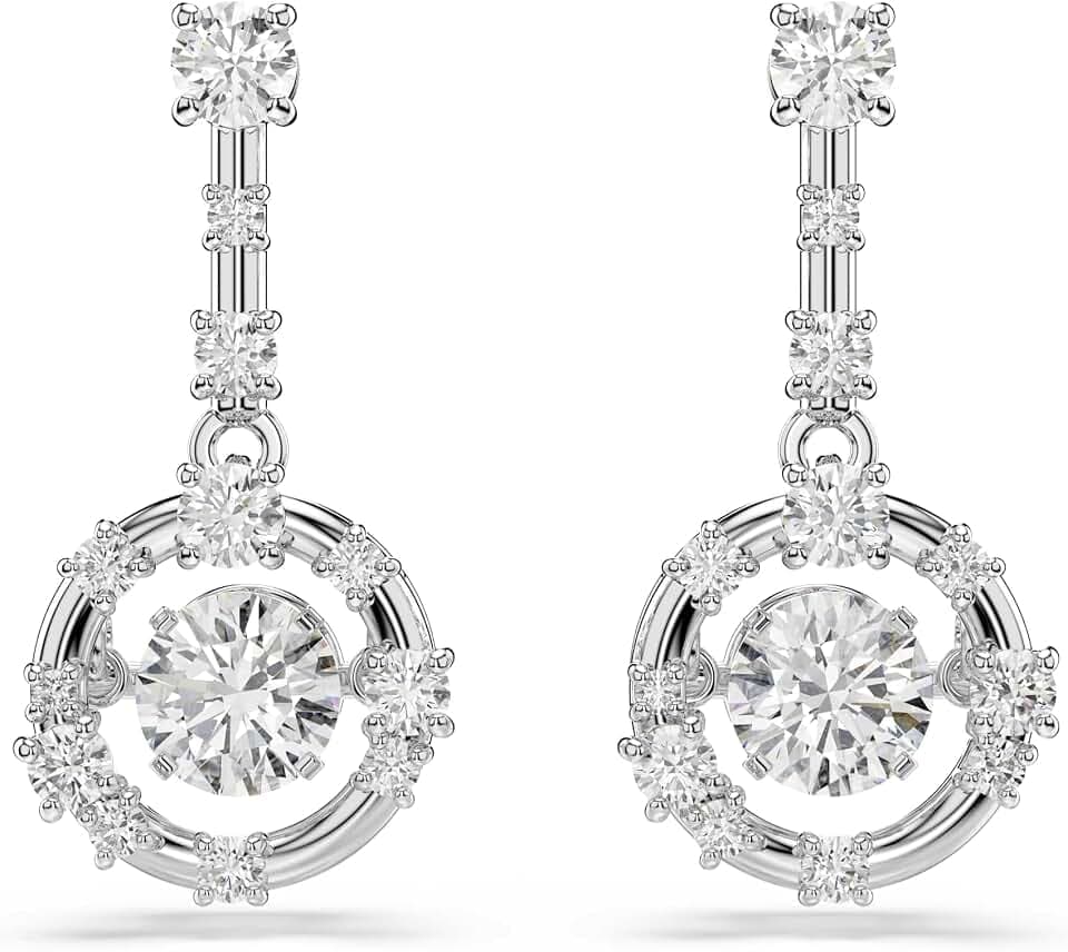 Swarovski Constella Kollektion, Rundschliff, Tanzender Stein, Weiß, Rhodiniert