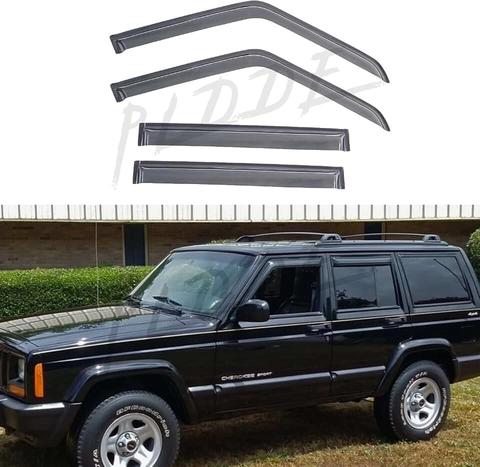 Rain Guards Compatible with 1984-2001 Jeep Cherokee 4-Door Tape-On