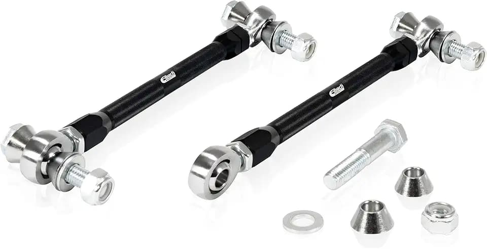 Eibach End Link, Front, Adjustable, Aluminum/Chromoly, Black Anodized/Zinc Oxide, compatible with Tesla Model 3 2017-19, Pair