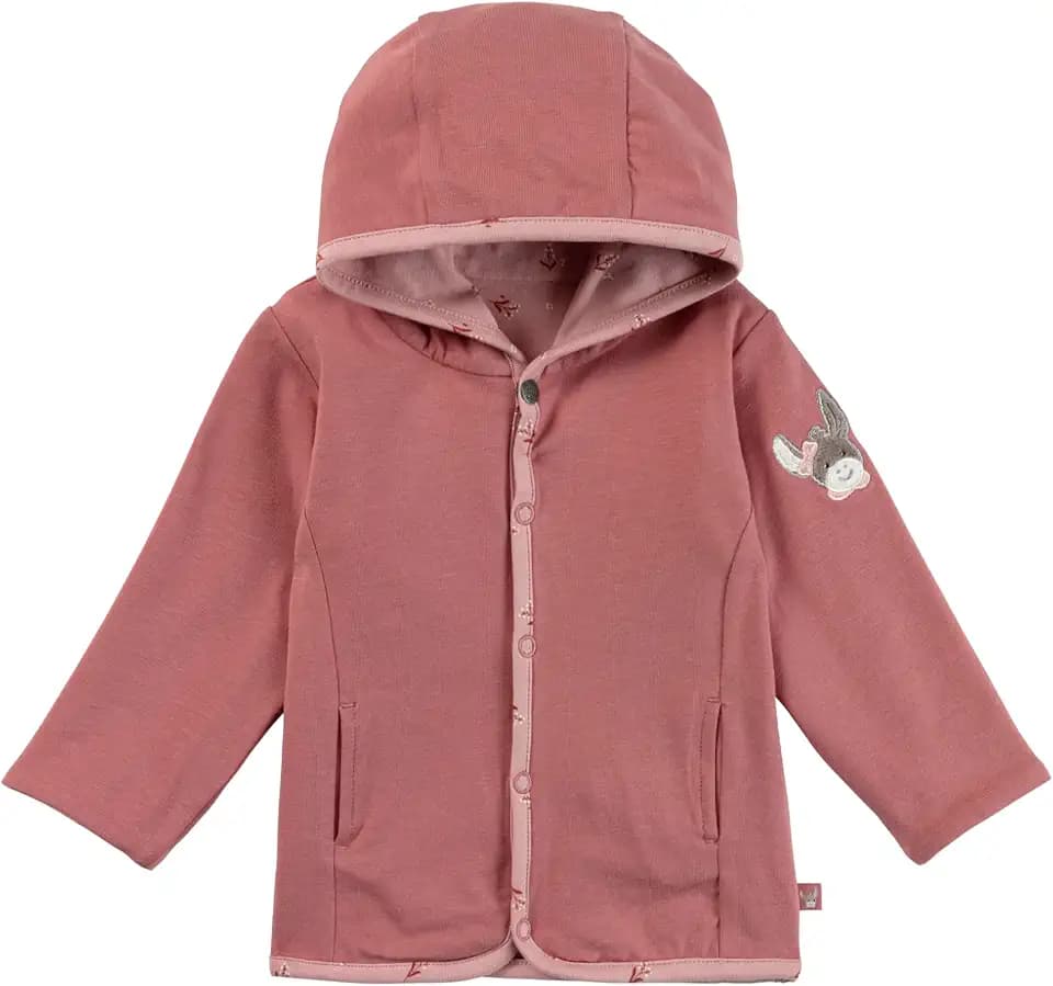 Sterntaler Babyjacke zum Wenden aus Baumwolljersey - mit Kapuze und Druckknöpfen - Wendeseite einfarbig mit seitlichen Eingrifftaschen - Mädchen Sommerjacke für Baby und Kleinkind