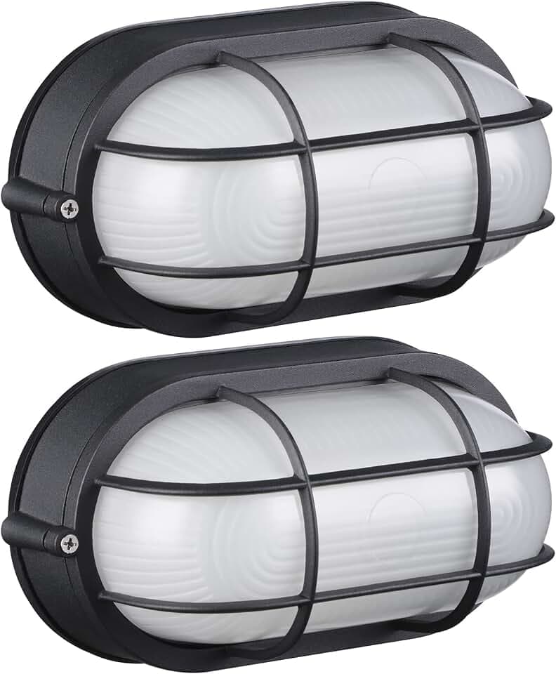 LEONLITE 2-Pack 8.5'' Bulkhead Light, Oval Bulkhead Wall Light, E26 Base