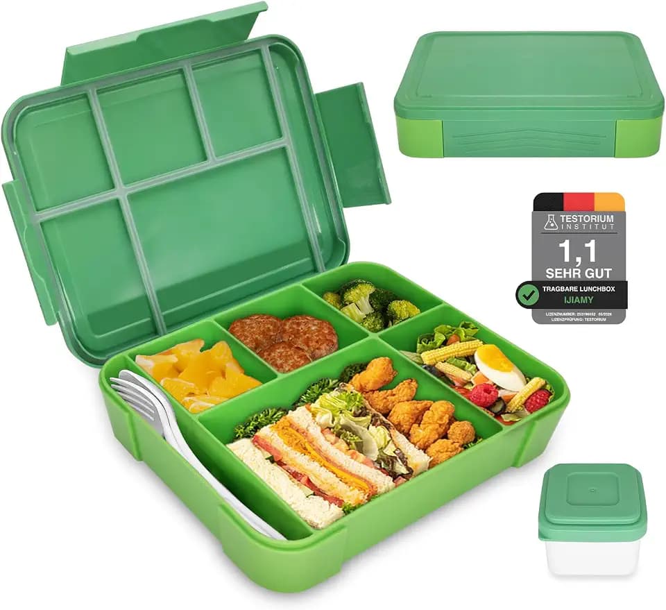 IJIAMY Brotdose Kinder mit Fächern, Bento Box Kinder, Auslaufsicher Lunchbox Kinder, Brotbox für Mädchen & Jungen, Snackbox, Perfekt für Schule, Kindergarten & Ausflüge