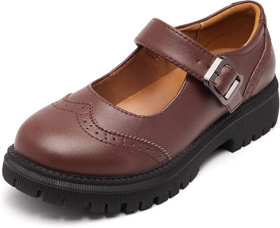Mary Jane Shoes for Women Vegan Leather Oxford Dress Shoes Cute Buckle Strap Dressy Flats for Work Office School Business Casual Cosplay Teacher