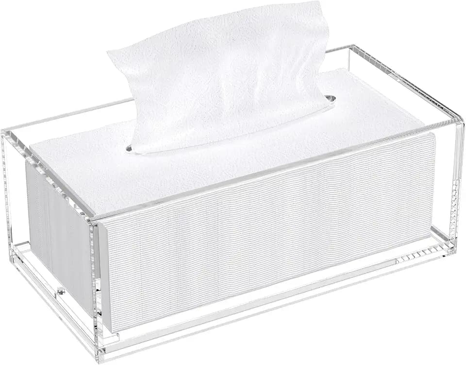 AITEE Acryl Kosmetiktücherbox: 25×13×9 cm Klarer Tücherbox mit Magnetabdeckung für Esszimmer Badezimmer Schlafzimmer Büro Couchtisch Auto
