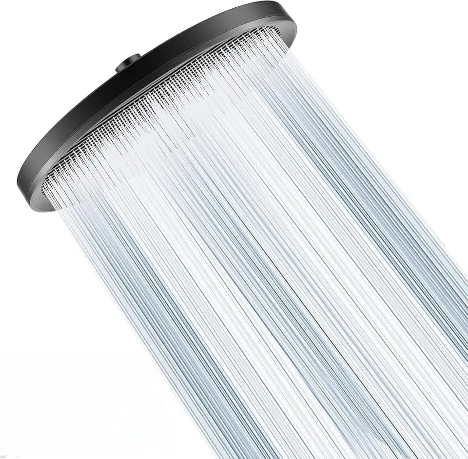 Ronvie Regenduschkopf, 27,9 cm, Hochdruck mit luxuriösem Chrom-Finish, verstellbare Winkel, Wasserfall-Design, fest mit Selbstreinigungsmechanismus (mattschwarz)