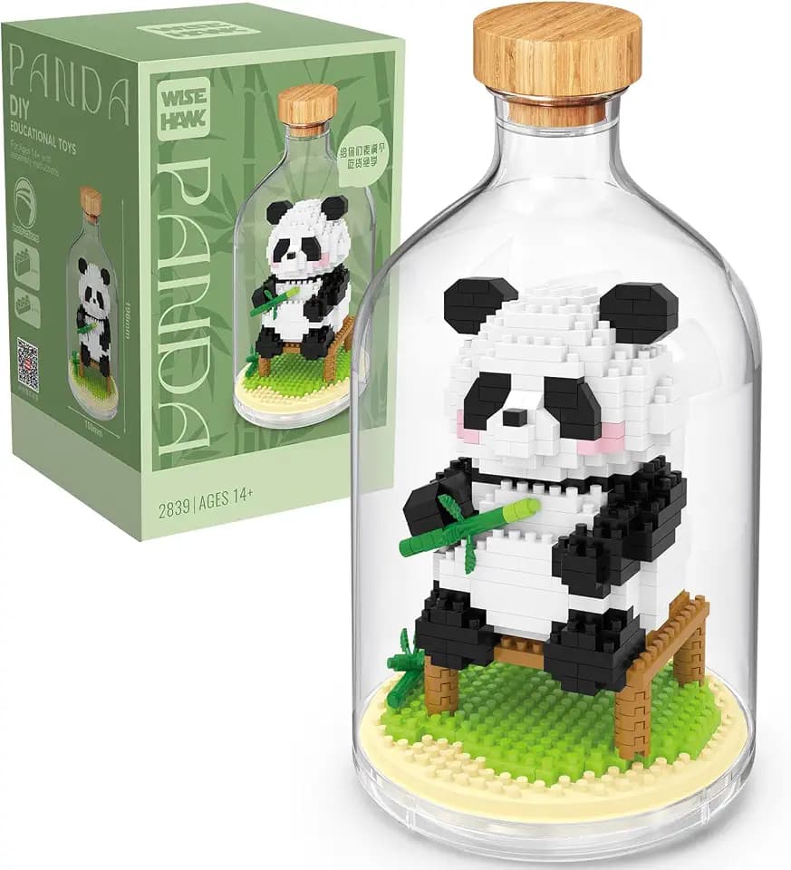 Creative Panda Toy Building Set,Adult Mini Animal Friend Set,Party Favors Gift for Friends,Animal Lovers Office Home Decor Building Block,New Year Easter Birthday Gift for Family(Eating)