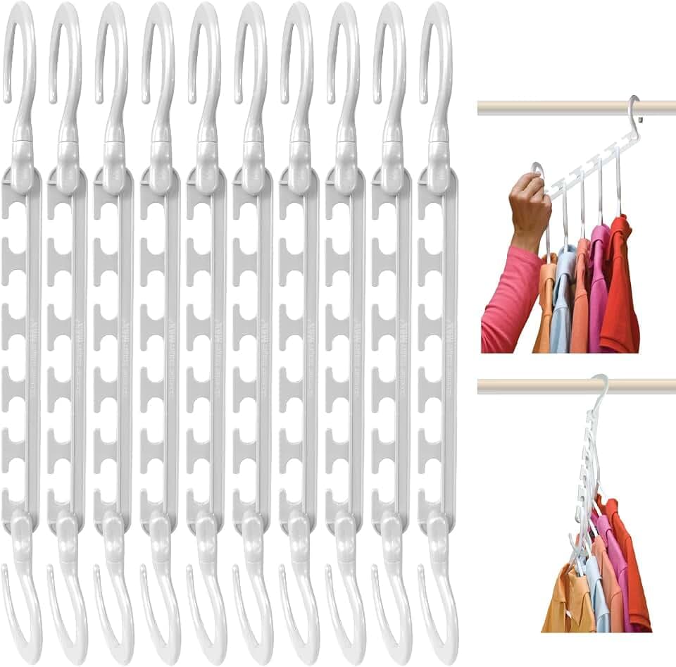 Wonder Hanger Max 10 Stück Schrank-Organizer, platzsparend für faltenfreie Kleidung, kompakte Schrank-Organisation, komplett montierter Kleiderbügel-Organizer, Schrank-Organisation und Aufbewahrung,