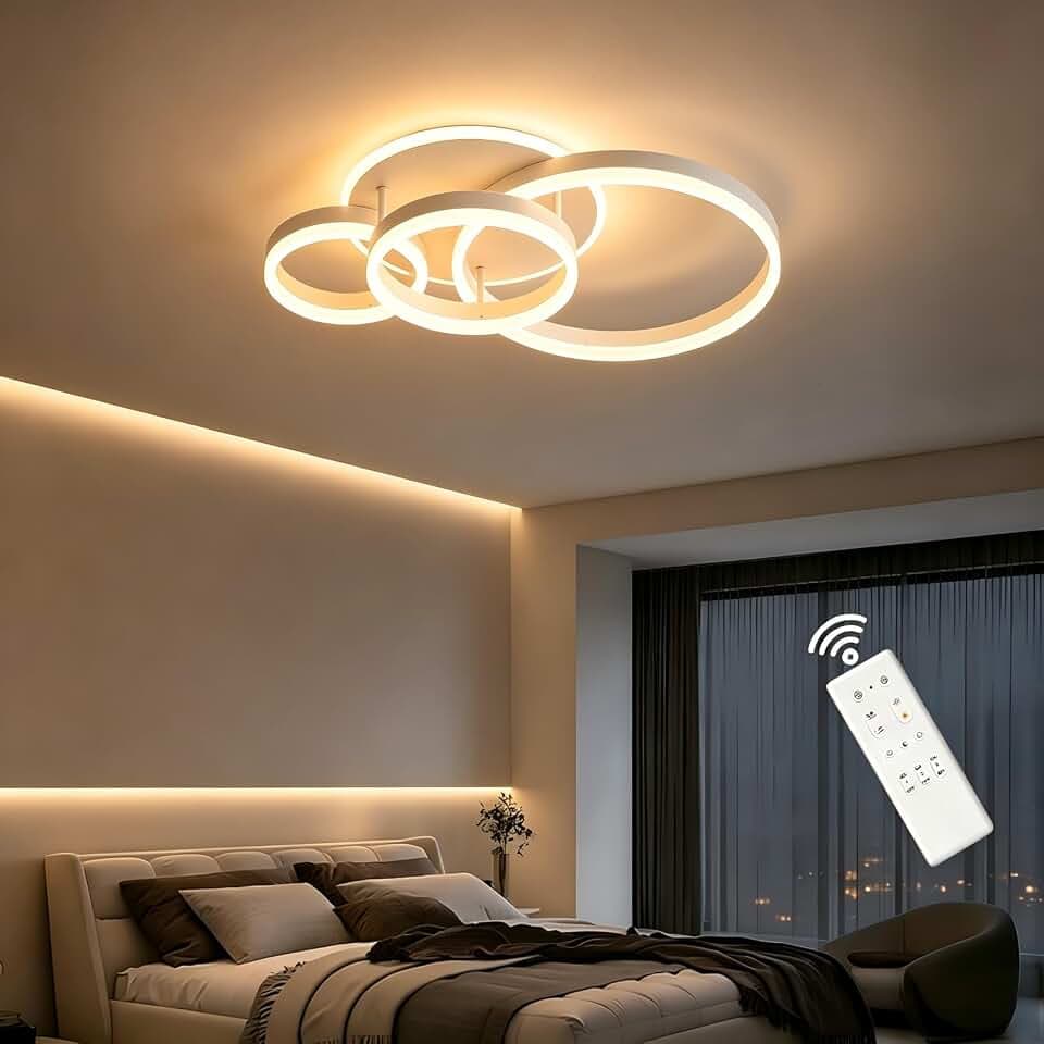 LED Deckenleuchte, 48W Dimmbar Wohnzimmer, Modern Deckenlampe