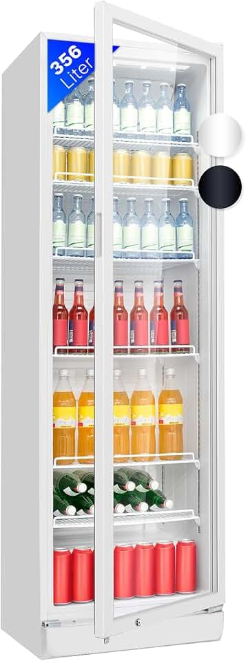 Bomann® Kühlschrank mit Glastür | Getränkekühlschrank abschließbar | 6 höhenverstellbare Ablagen | 30kg je Ablage | 347 Liter | Kühlschrank groß | Flaschenkühlschrank m. LED-Licht | KSG 7351 weiß