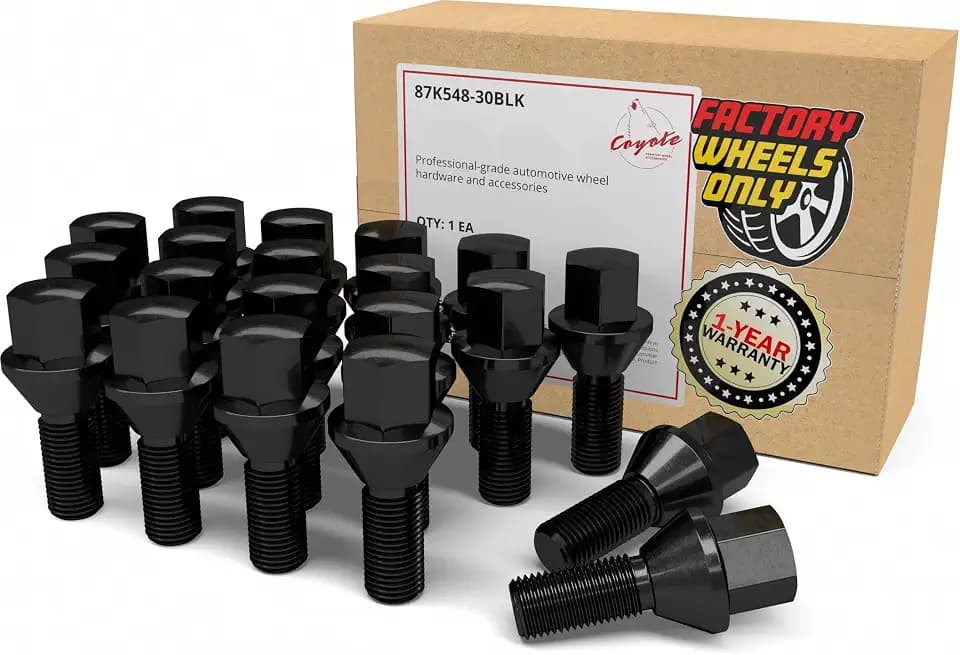 Wheel Accessories Parts 20 pcs M14 x 1.5 Thread Conical Seat Lug Bolt Black Finish 30mm Shank Length 19mm Hex fits Land Rover Range Rover ｜ Land Rover Range Rover Sport