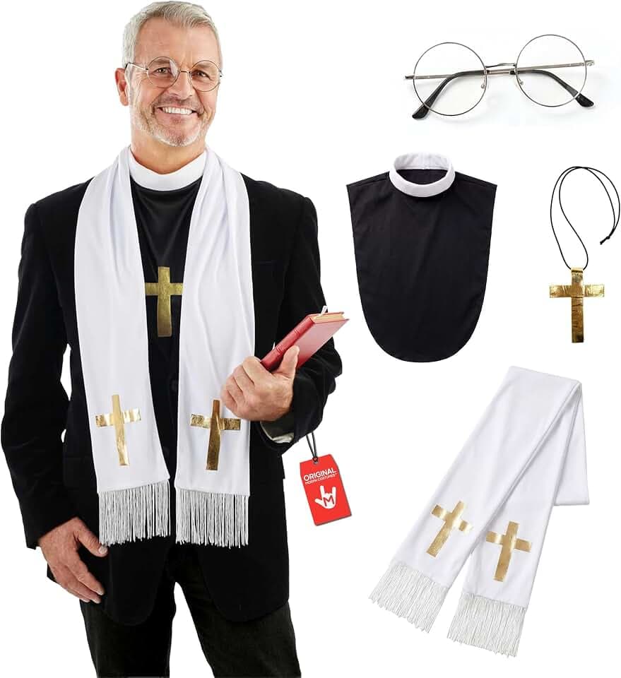Fun Shack Pfarrer Kostüm Herren, Priester Halloween Kostüm Herren
