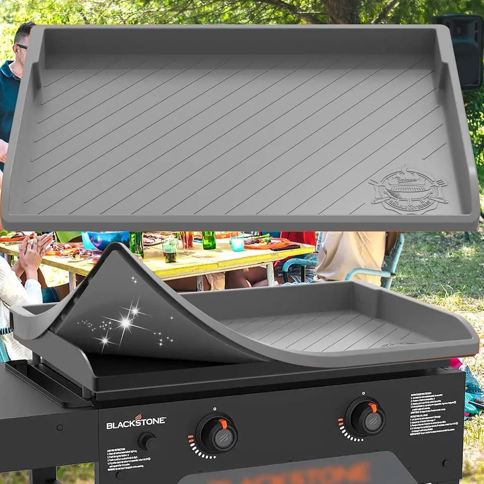 Silicone Griddle Mat for Blackstone 28 Inch,Upgraded Heavy Duty Food Grade Silicone Grill Protective Cover for Blackstone Accessories Even Omnivore Griddle Plate,Protect from Dirt,Rust (Gray)