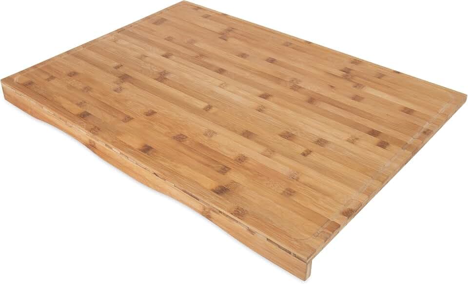 Camco 43548 4 Burner Grooved Bamboo Stove Top Work Surface with Adjustable Legs